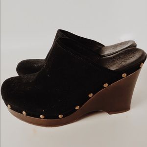 UGG Black Suede Clogs